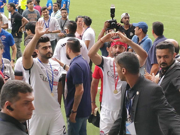 Ranbir Kapoor, Abhishek Bachchan and Arjun Kapoor play charity football; break into 'Kala Chashma' dance in Singapore