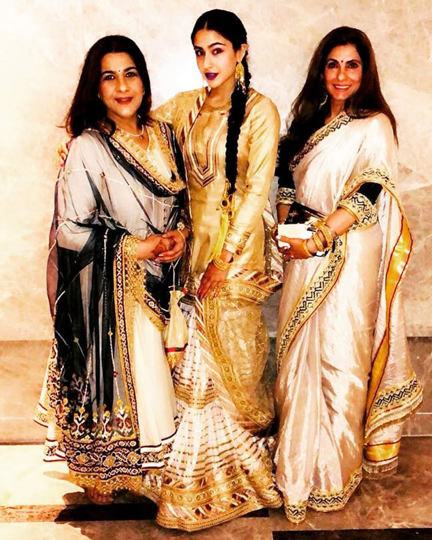 Sara Ali Khan stuns in traditional avatar; poses with mom Amrita Singh and Dimple Kapadia