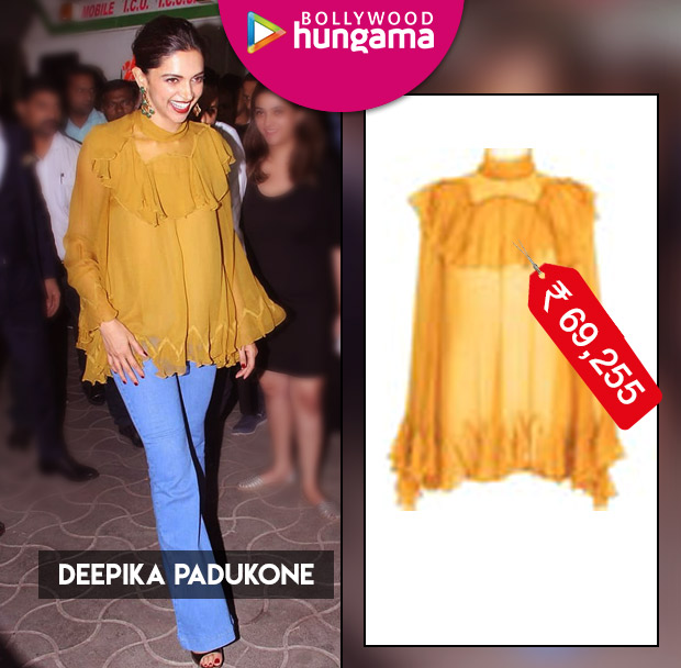 Weekly Celebrity Splurges - Deepika Padukone in yellow Chloe blouse