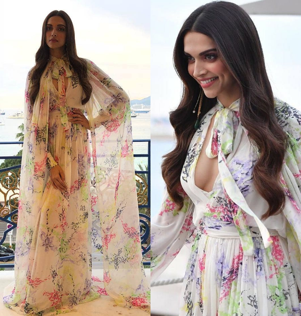 Deepika Padukone in a floral dress at Cannes 2018