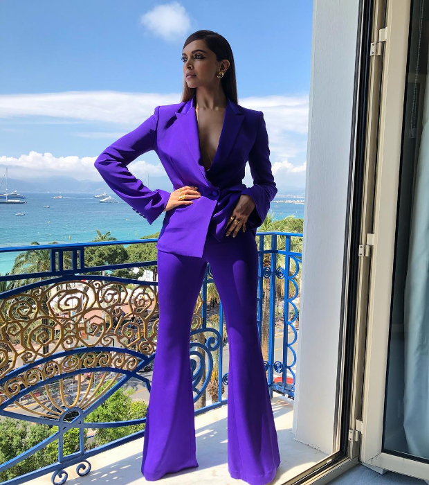 Deepika Padukone killing it in a purple pantsuit at Cannes 2018