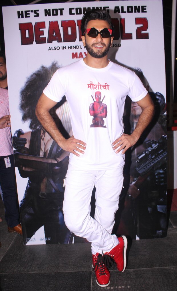 Ranveer Singh hosts a special screening for Deadpool 2 in the quirkiest tshirt