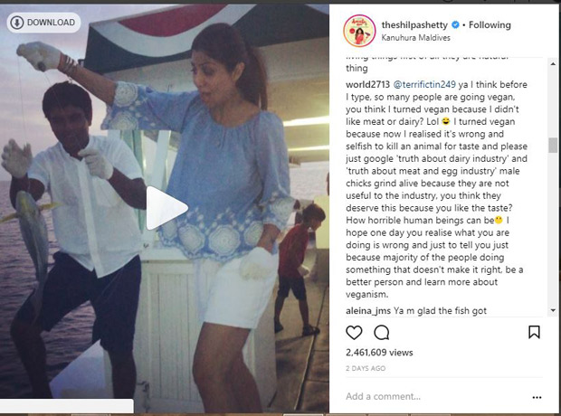 shilpa shetty gets trolled for fishing and she handles it like a boss!