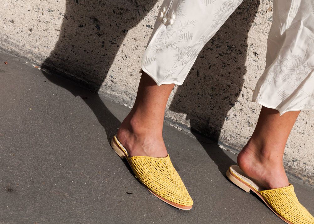 move over, basket bags: raffia shoes are taking over