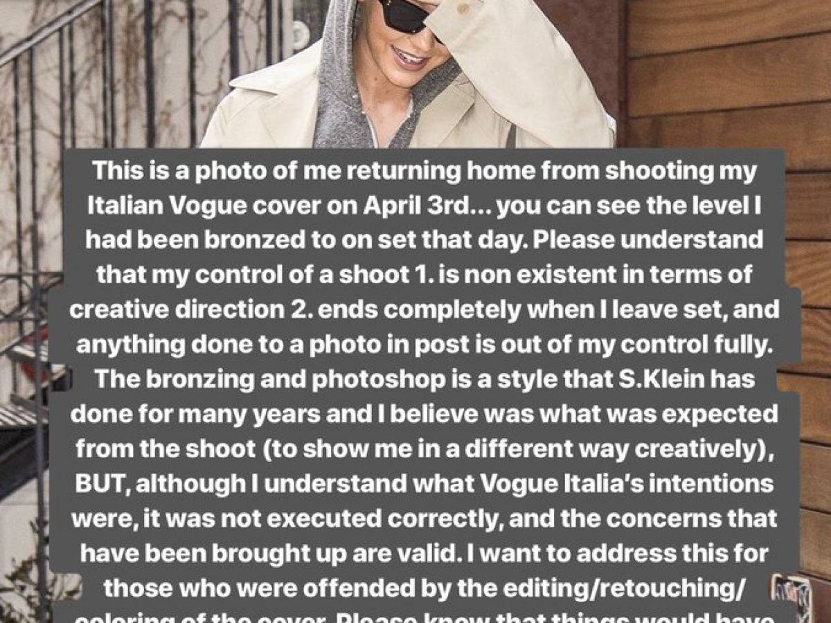 is gigi hadid wearing blackface on the cover of vogue italia?