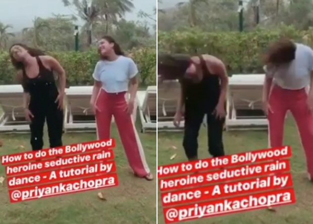 WATCH: Priyanka Chopra gives Parineeti Chopra a tutorial on Bollywood's SEDUCTIVE rain dance moves