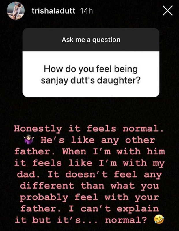 Sanjay Dutt’s daughter Trishala spills the beans on the kind of father he is