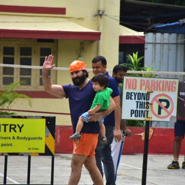 Saif Ali Khan indulges Taimur in a game of badminton as mommy Kareena Kapoor is away on a gym run (see pics)