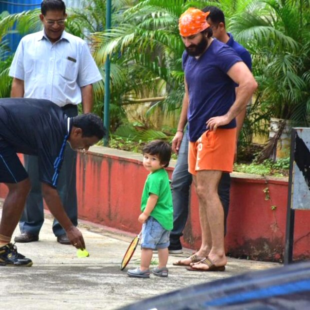 Saif Ali Khan indulges Taimur in a game of badminton as mommy Kareena Kapoor is away on a gym run (see pics)