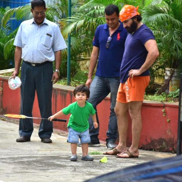 Saif Ali Khan indulges Taimur in a game of badminton as mommy Kareena Kapoor is away on a gym run (see pics)
