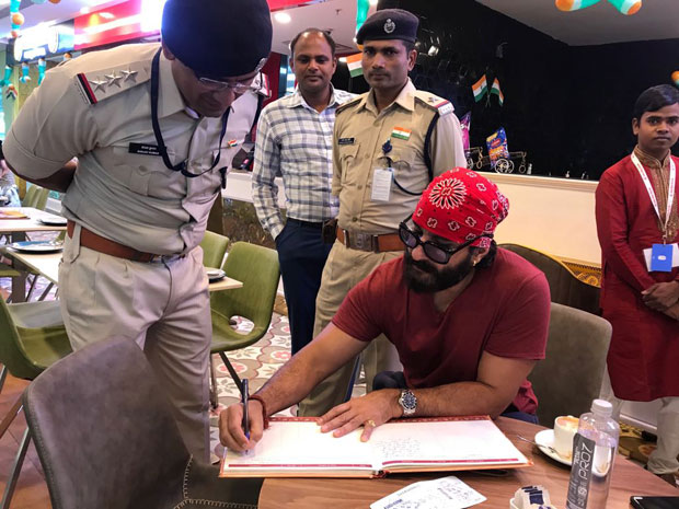 Saif Ali Khan interacts with the CISF forces in Indore