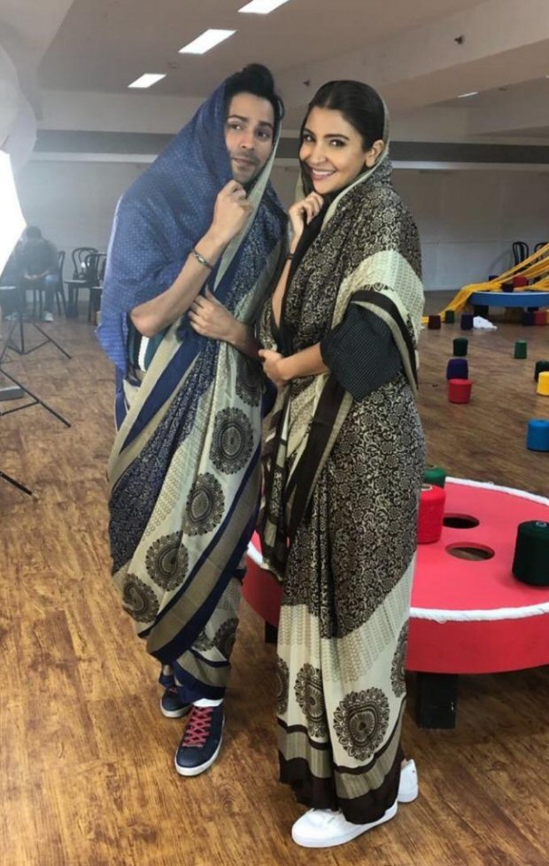 sui dhaaga couple varun dhawan and anushka sharma don sarees during promotions and it is as cute as ever!