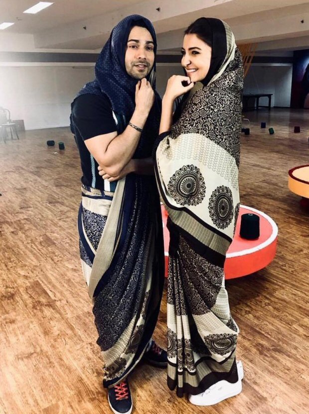 sui dhaaga couple varun dhawan and anushka sharma don sarees during promotions and it is as cute as ever!