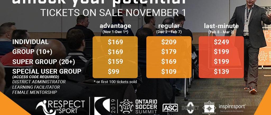 ontario soccer summit 2019 ticket pricing has been released