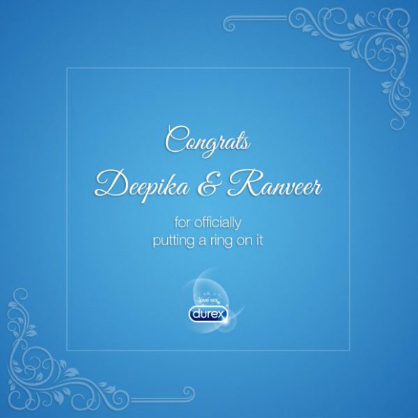 Deepika Padukone – Ranveer Singh wedding: Durex has a NAUGHTY congratulatory wish for the couple (see pic)