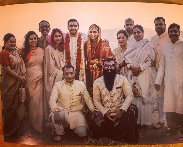Newlyweds Ranveer Singh and Deepika Padukone look regal in Konkani style wedding outfits as they strike a pose with their squad in Italy