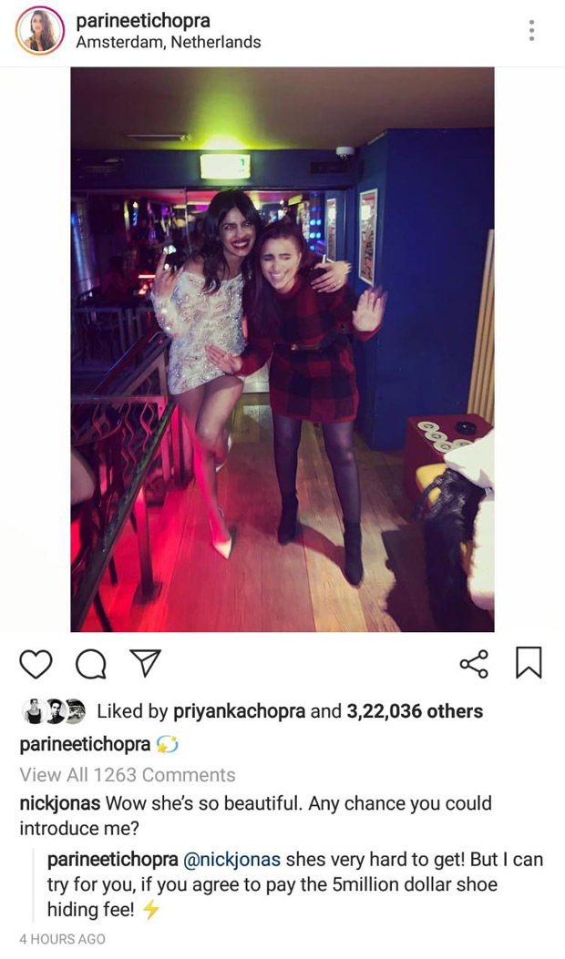 Parineeti Chopra once again demands $ 5 million from Priyanka Chopra's fiance Nick Jonas as shoe hiding fee