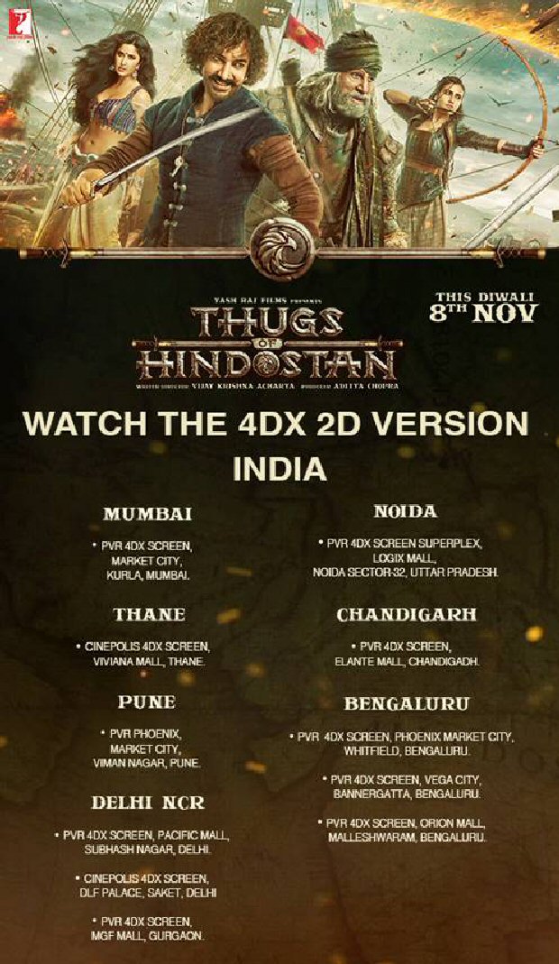 YRF to release Aamir Khan - Amitabh Bachchan starrer Thugs of Hindostan in 4DX across the world