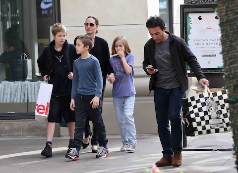 angelina jolie braves the grove on a weekend