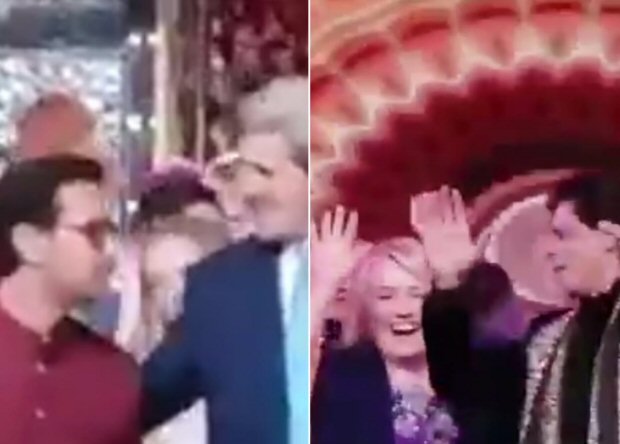 this video of hillary clinton and john kerry dancing on ‘tune maari entriyaan’ with shah rukh khan and aamir khan along with the ambanis is going viral