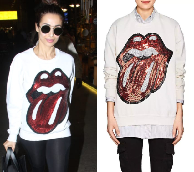 Malaika Arora in Madeworn Rolling Stones sweatshirt at the airport (1)