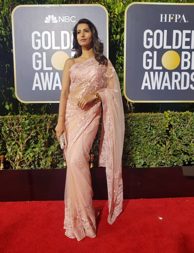 former miss india and bollywood actress manasvi mamgai goes desi in a saree at golden globes 2019; announces her production company
