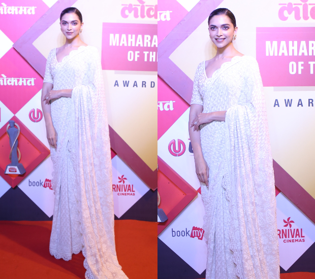 Deepika Padukone looks elegant in white Rahul Mishra saree for Lokmat Maharashtrian Of The Year Award 2019 (4)