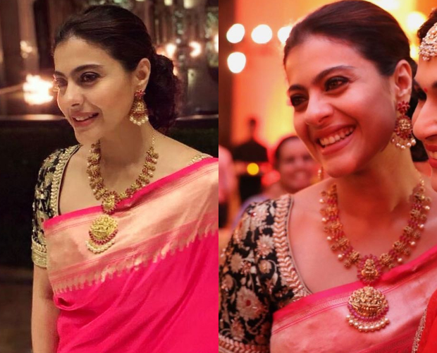 Kajol in Coloroso Weaves Banarasi saree for Soundarya Rajinikanth's wedding in Chennai (4)