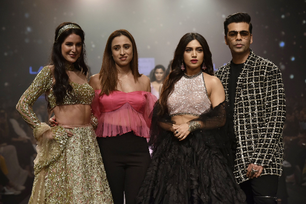 Karan Johar, Isabelle Kaif, Bhumi Pednekar for Shehlaa Khan at LFW 2019 Summer_Resort (1)