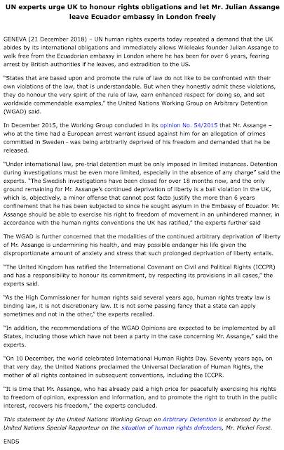 Julian Assange Arbitrary Deprivation Liberty,