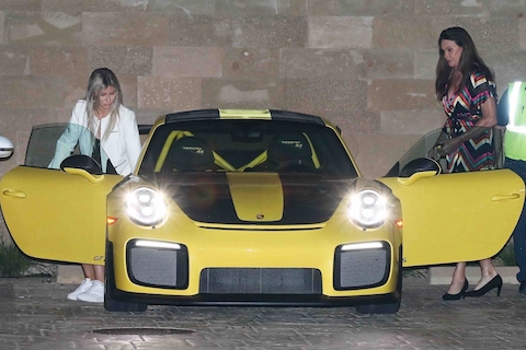 Caitlyn Jenner Squeezes Herself Into Her Yellow Porsche