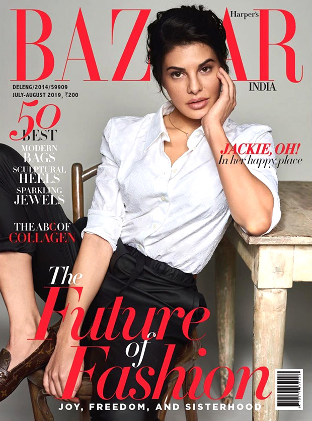 Jackie, Oh! Jacqueline Fernandez shines in monochrome avatar on the cover of Harper's Bazaar India