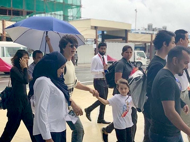 Travel Diaries: Shah Rukh Khan lands at Maldives airport with wife Gauri Khan and children, Aryan, Suhana and AbRam Khan
