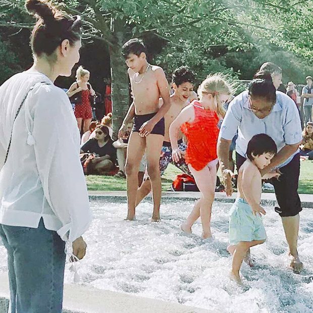 Taimur Ali Khan enjoys swimming while mommy Kareena Kapoor Khan looks on 