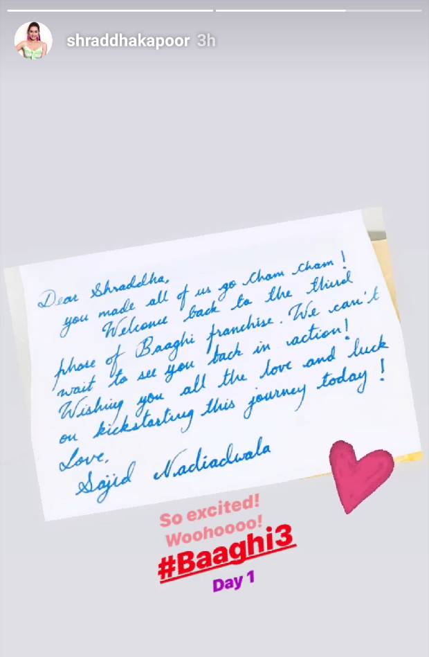 Shraddha Kapoor receives a warm welcome as she kick-starts the shoot for Baaghi 3 today