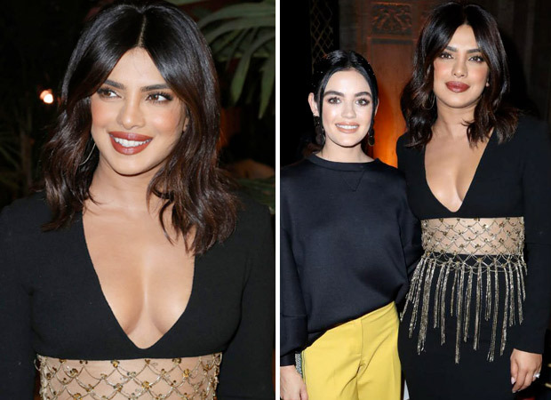 New York Fashion Week Priyanka Chopra sizzles in beaded black Oscar De La Ranta dress, strikes a pose with Lucy Hale 