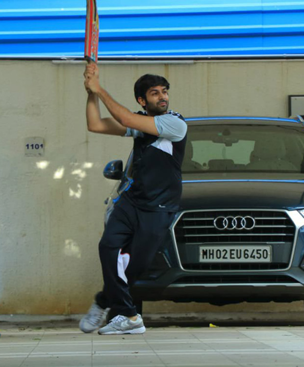 kartik aaryan engages in a game of cricket with his father; see pics