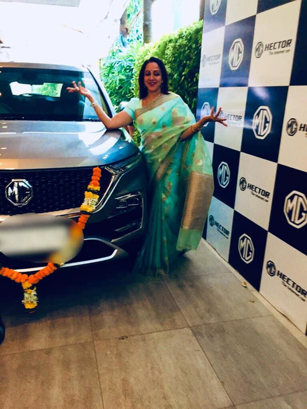 hema malini acquires a new set of wheels with the mg hector