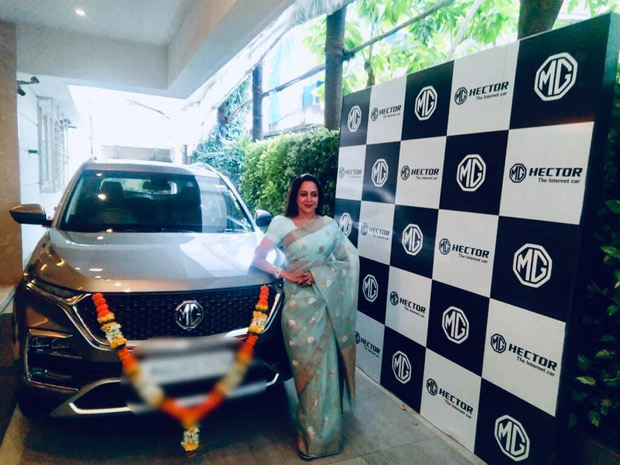 hema malini acquires a new set of wheels with the mg hector