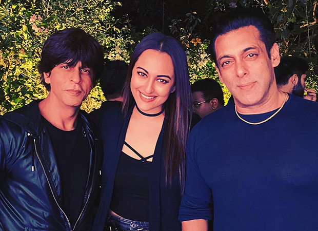 Sonakshi Sinha wishes Salman Khan on his birthday as they pose with Shah Rukh Khan