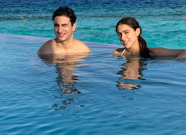 Sara Ali Khan and Ibrahim Ali Khan soak in the sun as they pose in the pool