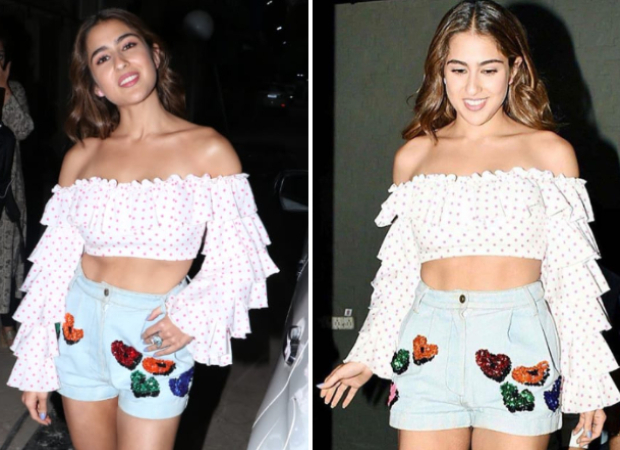 Sara Ali Khan's off-shoulder crop top and high waisted shorts is perfect look for a brunch date