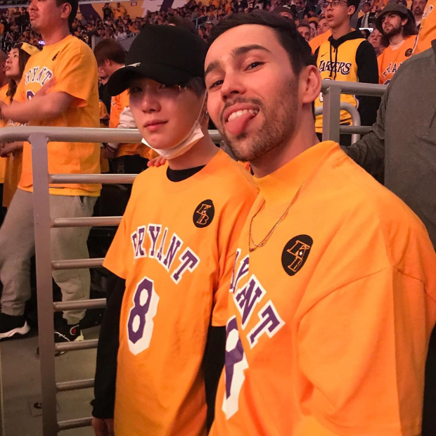 American singer Max Schneider reunites with BTS' rapper Suga at Lakers game as they honour late Kobe Bryant