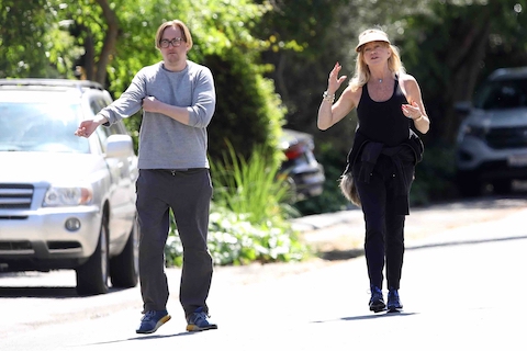 goldie hawn and stepson boston russell catch some rays