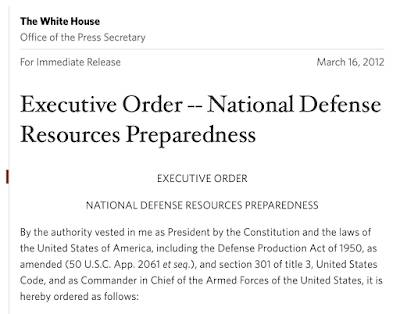 Executive Order 13603 Roadmap Martial Law,