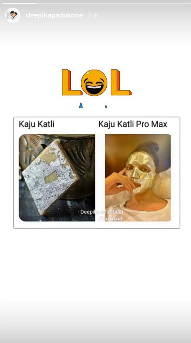 Deepika Padukone shares a hilarious meme that compares her to kaju katli