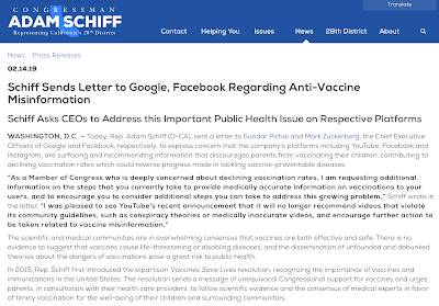 Adam Schiff Social Media Censoring Vaccination Opposition Narrative,