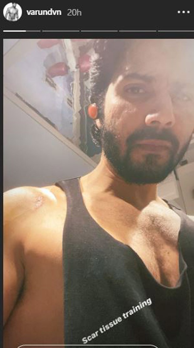 Varun Dhawan clicks a selfie after his scar tissue training session