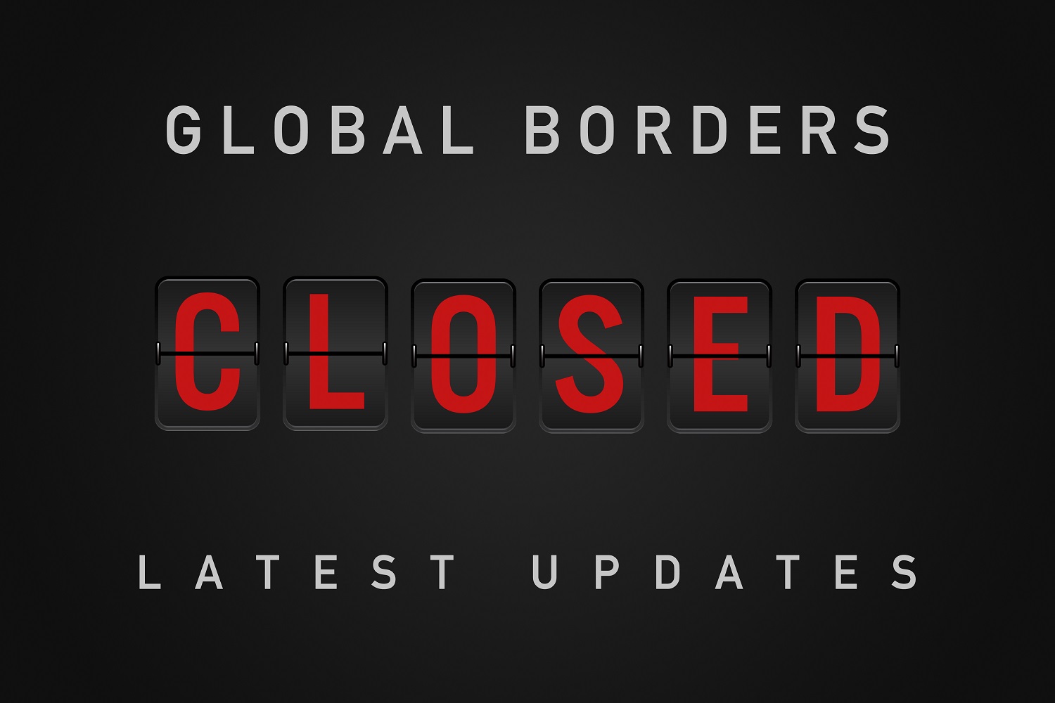 Global country border restrictions and closures latest update sign - Government closing borders to foreign people - Widespread travel and transport disruption - Pandemic and virus suppression concept