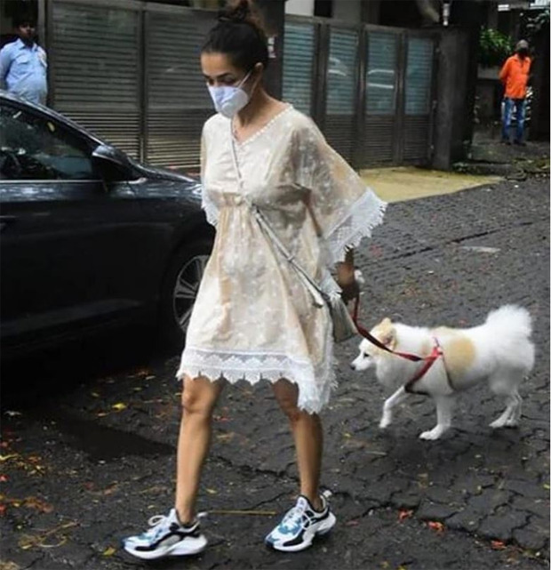 IN PICS: Malaika Arora steps out for a walk with her pet dog Casper